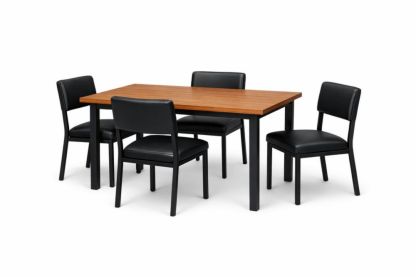 5-Piece Beech Wood Dining Table Set with Faux Leather Chairs in Black-Casamesto