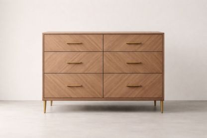 Wooden 6-Drawer Dresser with Brass Handles-Casamesto