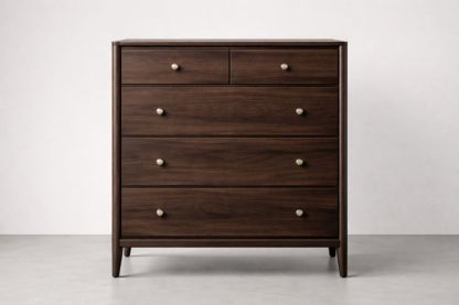 Wood Dresser with 5 Drawers, Brown-Casamesto