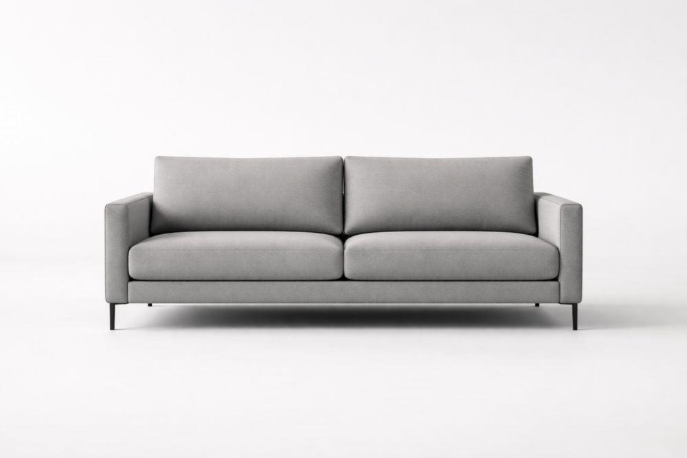 Grey Eucalyptus Wood Sofa with Polyester Fabric, Foam Filling, Steel Legs, 200cm x 85cm x 80cm-Roofviewsy