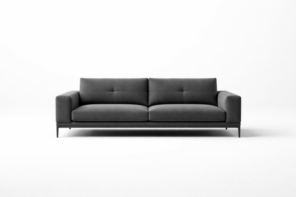 Grey Sofa with Polyester Fabric, Foam Filling, Steel Frame, 180cm x 95cm x 85cm-Roofviewsy