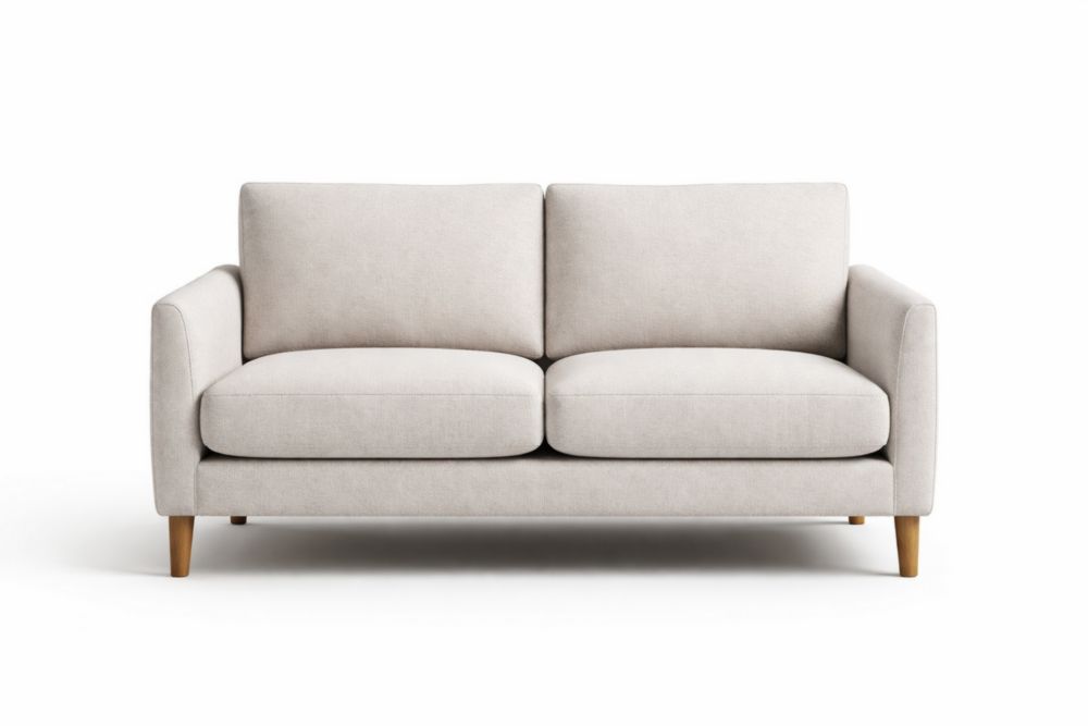 Beige Eucalyptus Wood Sofa with Polyester Upholstery, Foam Padding, Removable Cushions, 150cm x 90cm x 85cm-Roofviewsy