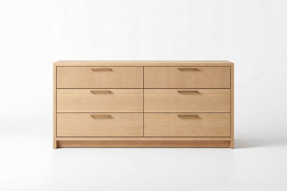 6-Drawer Solid Oak Dresser Natural Finish-Roofviewsy
