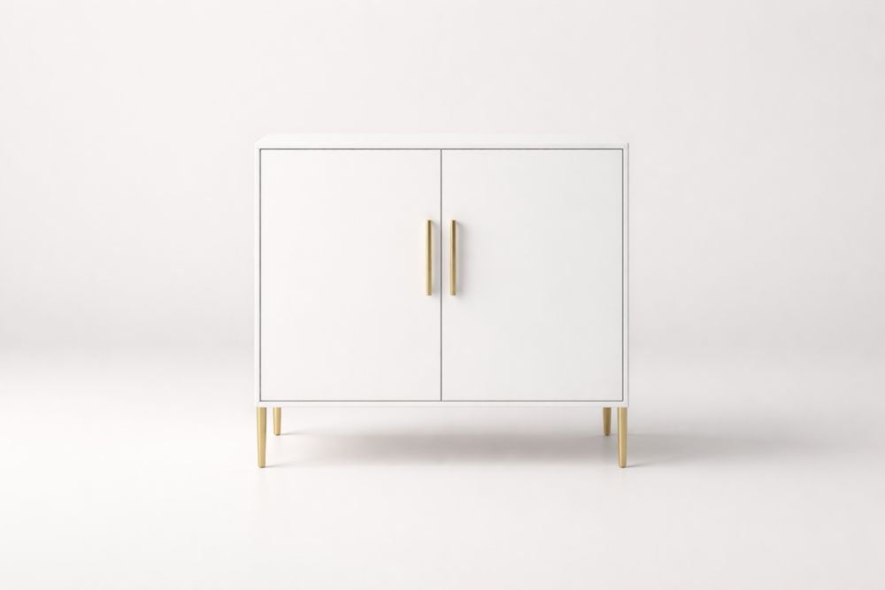 MDF Storage Cabinet with 2 Doors, Steel Handles & Base, 80cm x 90cm x 45cm, Painted Finish-Roofviewsy