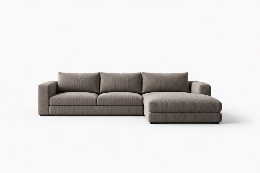 Gray Fabric Sectional Sofa with Reversible Chaise 280cm x 160cm-Livovantae