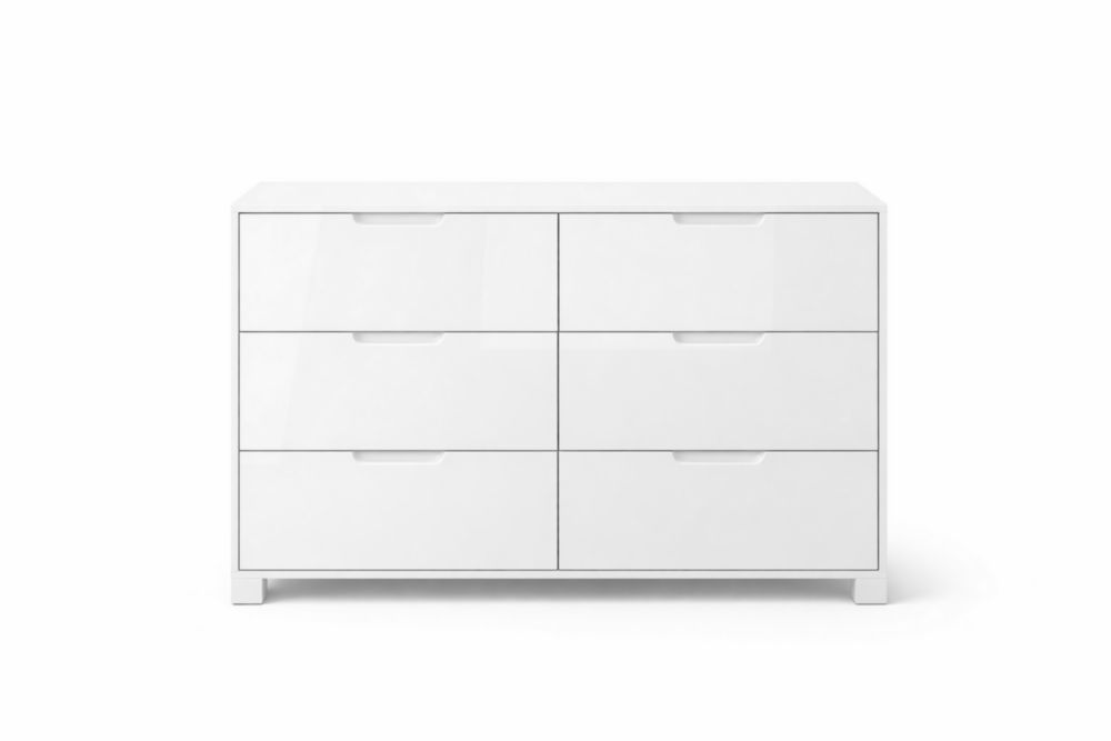 White MDF 6-Drawer Dresser-Livovantae