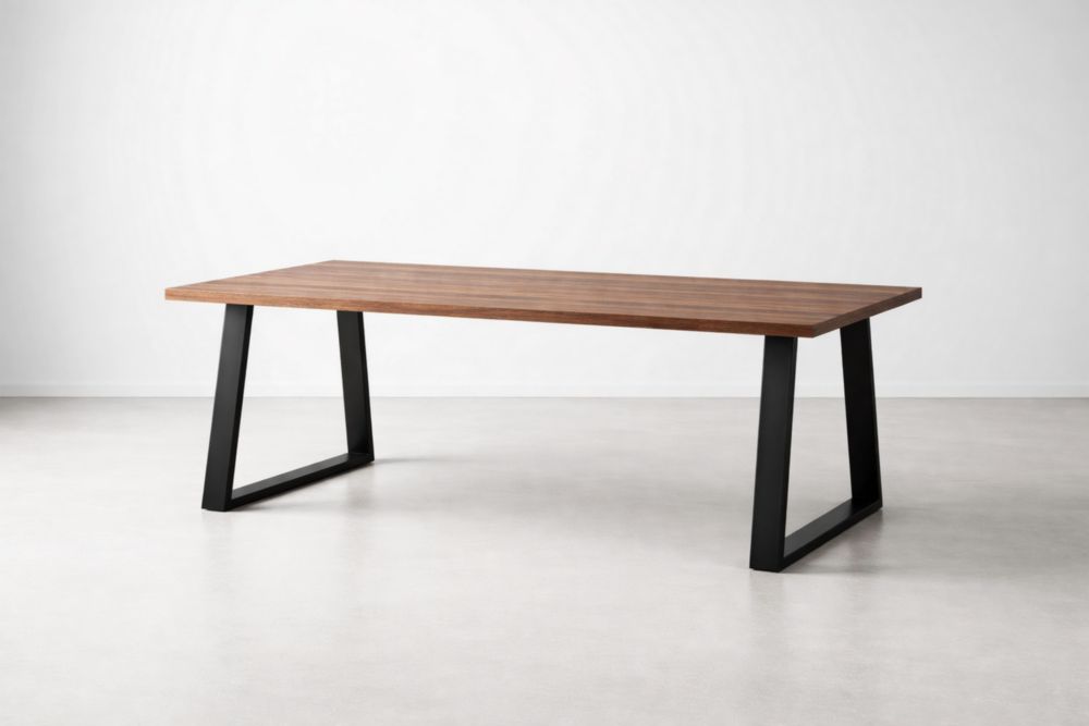 Solid Wood Dining Table with Steel Legs 200cm x 90cm x 75cm Brown/Black-Spanroomes