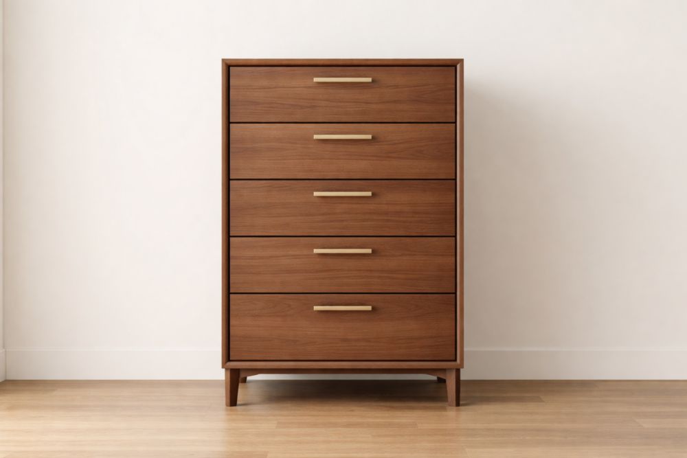 Solid Wood 5-Drawer Chest Brown 120cm x 80cm x 40cm-Spanroomes