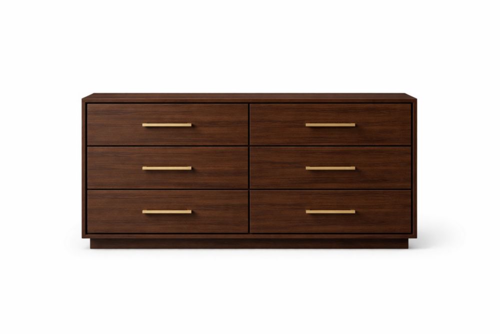 Wood Dresser with Six Drawers, Brown, 140cm x 75cm x 40cm-Spanroomes