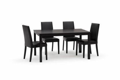 Dining Table and Chairs Set with Faux Leather Upholstery Black-Livomiva