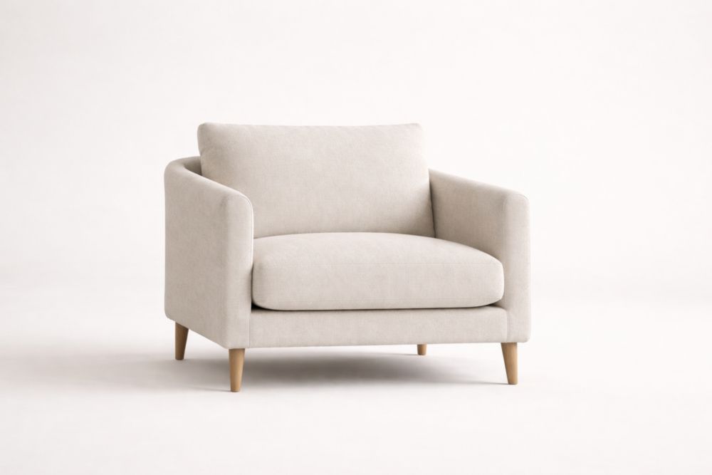 Beige Eucalyptus Wood Armchair with Polyester Upholstery, Polyurethane Foam, Removable Cushion Covers, 90cm x 85cm x 75cm-Livocanta