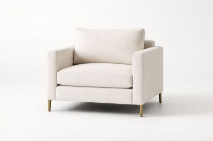 Polyester Fabric Armchair with Steel Legs in Beige-Livocanta