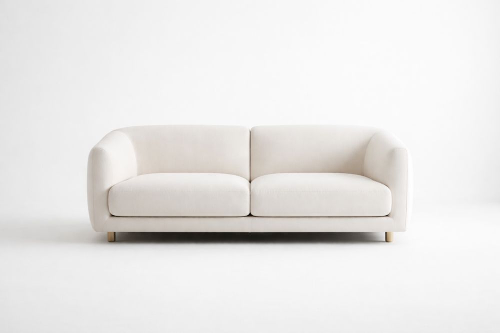 Fabric Sofa with Wooden Legs Cream-Livocanta