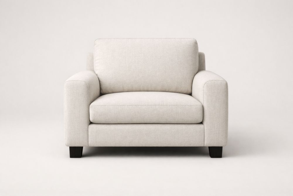 Beige Fabric Armchair with Wooden Legs-Livocanta