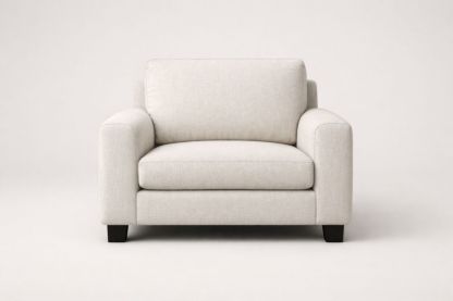 Beige Fabric Armchair with Wooden Legs-Livocanta