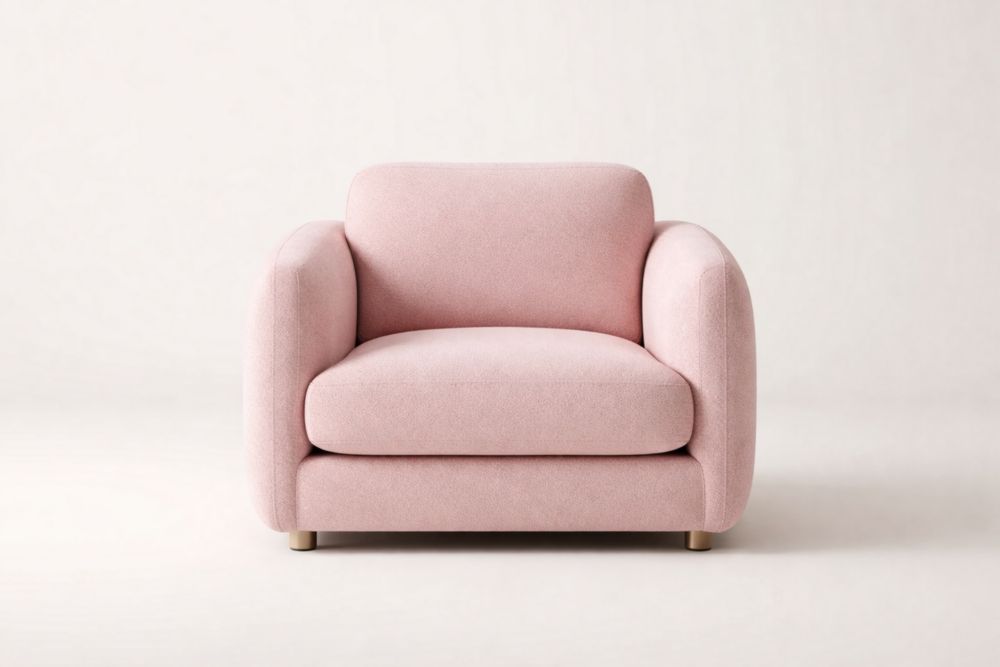 Pink Upholstered Fabric Armchair 80cm x 90cm x 85cm-Livocanta