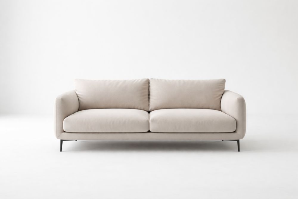 Beige Eucalyptus Wood Sofa with Foam Cushions, Removable Cushions, 200cm x 90cm x 85cm-Livocanta