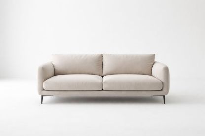 Beige Eucalyptus Wood Sofa with Foam Cushions, Removable Cushions, 200cm x 90cm x 85cm-Livocanta