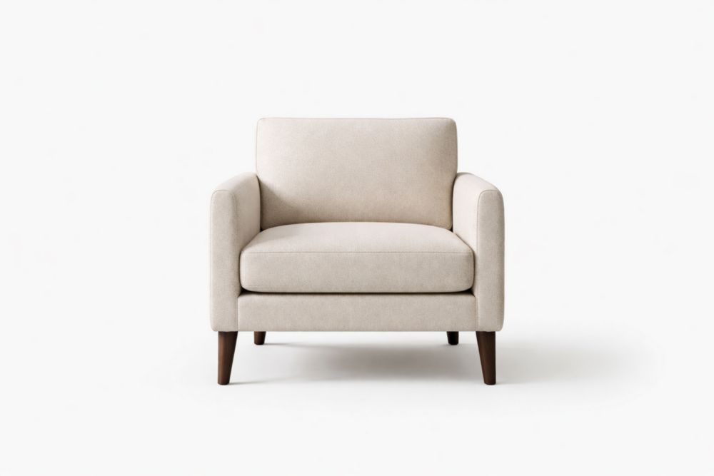 Beige Fabric Armchair with Wood Legs 78cm x 84cm x 68cm-Livocanta