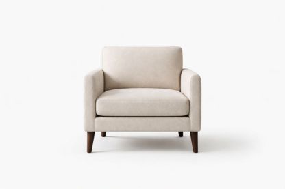 Beige Fabric Armchair with Wood Legs 78cm x 84cm x 68cm-Livocanta