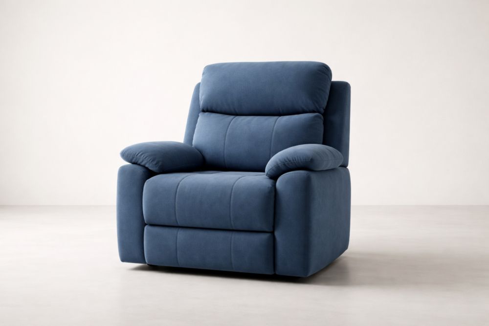 Blue Fabric Recliner Chair with Adjustable Backrest-Livocanta
