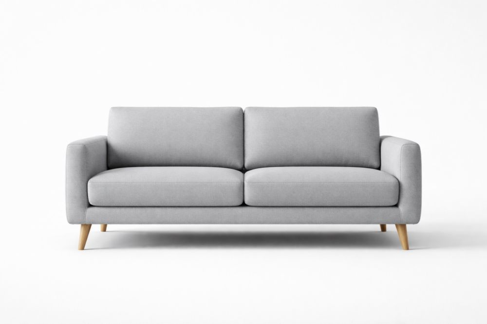 Gray Polyester Fabric Sofa with Eucalyptus Wood Frame, Polyurethane Foam, 200cm x 90cm x 85cm-Livocanta