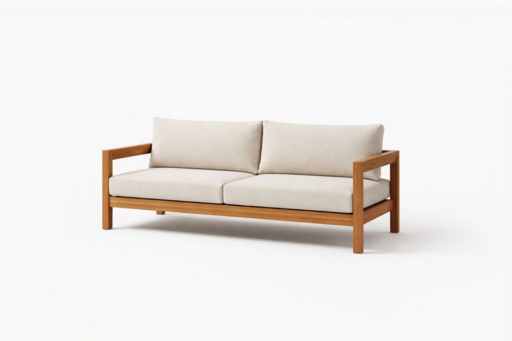 Rubberwood Sofa with Polyester Cushions, Polyurethane Foam, Removable Cushions, 180cm x 80cm x 70cm-Livocanta