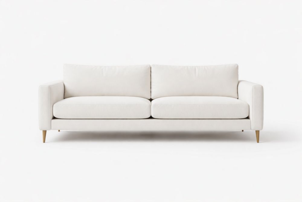 White Hardwood Frame Sofa with Polyester Upholstery, Foam Cushions, Removable Back Cushions, 200cm x 85cm x 90cm-Livocanta
