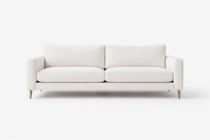 White Hardwood Frame Sofa with Polyester Upholstery, Foam Cushions, Removable Back Cushions, 200cm x 85cm x 90cm-Livocanta