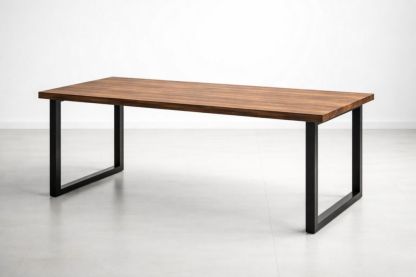 Solid Wood Dining Table with Metal Legs 200cm x 90cm x 75cm Brown/Black