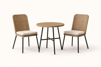3-Piece Outdoor Dining Set with Wicker Chairs and Round Table