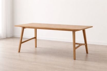 Solid Wood Rectangular Dining Table Natural Finish 180cm x 90cm x 75cm