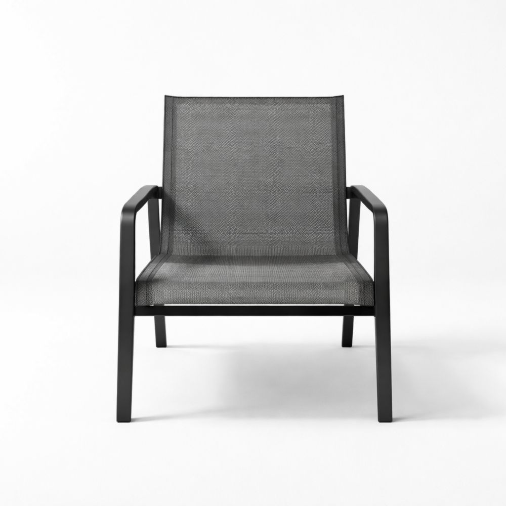 Outdoor Mesh Lounge Chair Black Aluminum Frame-Auravivian