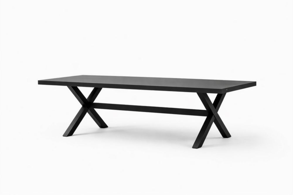 Black Steel Rectangular Dining Table 180cm x 90cm x 75cm