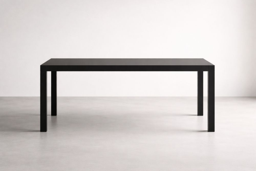 Rectangular Dining Table Metal Frame Black 180x90x75 cm