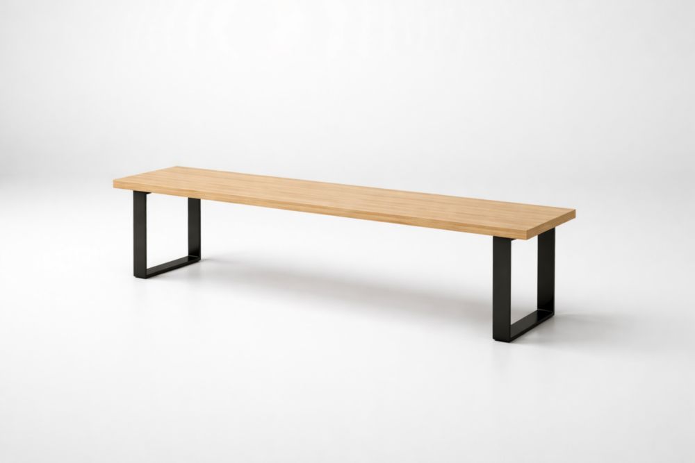 Wood Dining Bench with Metal Legs 180x35x45cm