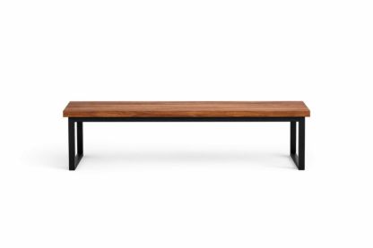 Solid Wood and Metal Rectangular Bench Brown and Black