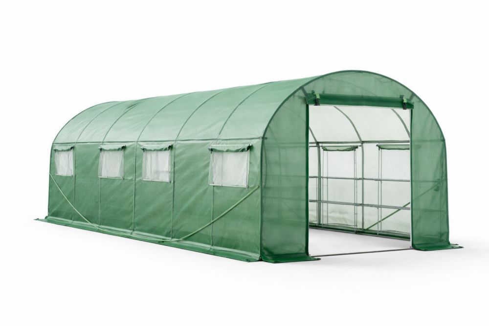 Large Tunnel Greenhouse Steel Frame with PE Cover 600x300x200cm Green