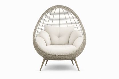 Rattan Egg Chair with Cushions Beige