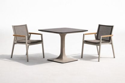 Outdoor Dining Set: Aluminum Table and Mesh Armchairs