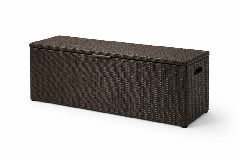 Outdoor Storage Box Rectangular Brown Wicker 145x55x60 cm