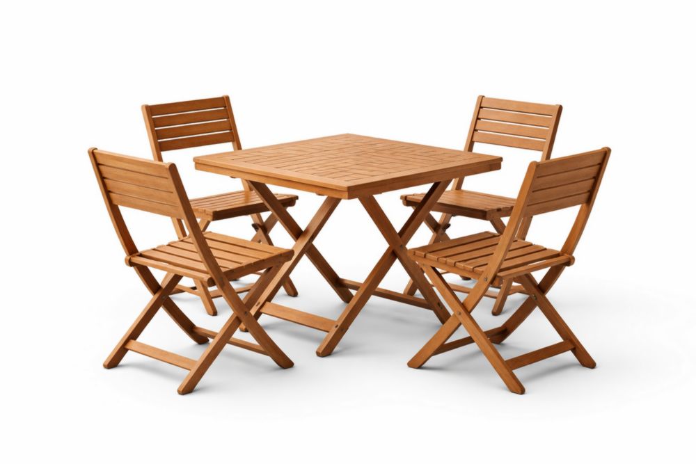 Square Acacia Wood Folding Patio Dining Set with 4 Chairs