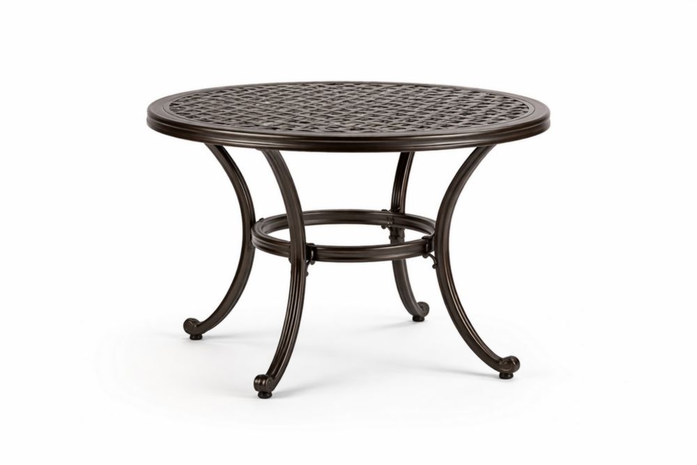 Round Cast Aluminum Table with Bronze Finish Diameter 42 in Height 29 in