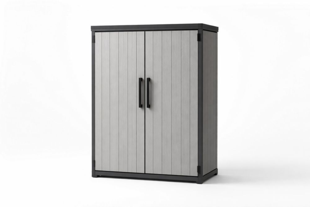 Outdoor Storage Cabinet Tall Resin Grey 172cm