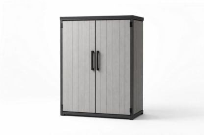 Outdoor Storage Cabinet Tall Resin Grey 172cm