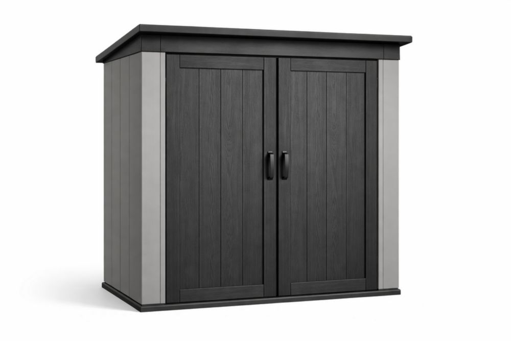 Outdoor Storage Cabinet Double Door Black Polypropylene 135x74x128cm