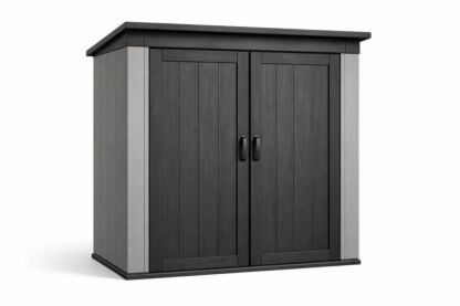 Outdoor Storage Cabinet Double Door Black Polypropylene 135x74x128cm