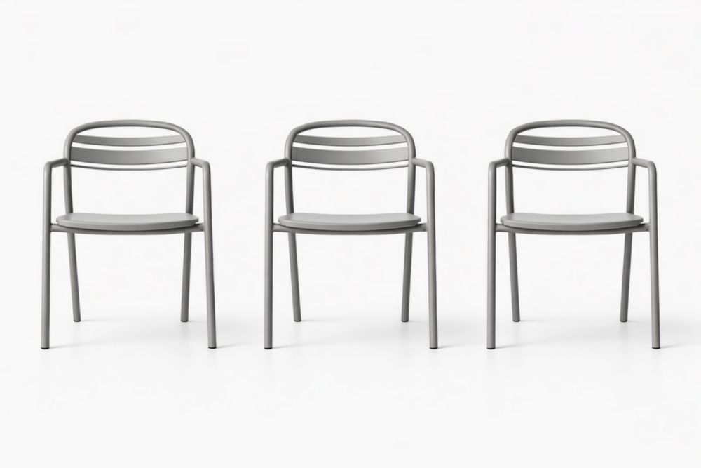 Set of 3 Stackable Aluminum Chairs Gray