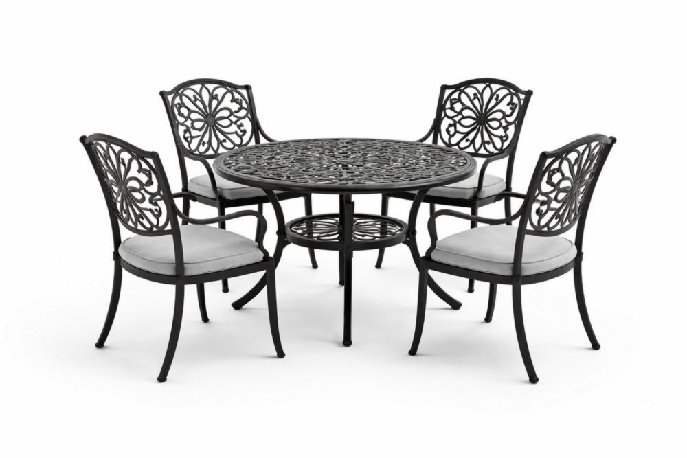 Cast Aluminum 5-Piece Patio Dining Set Black