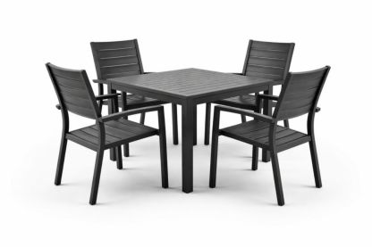Aluminum Outdoor Square Dining Table Set Dark Gray with 4 Chairs